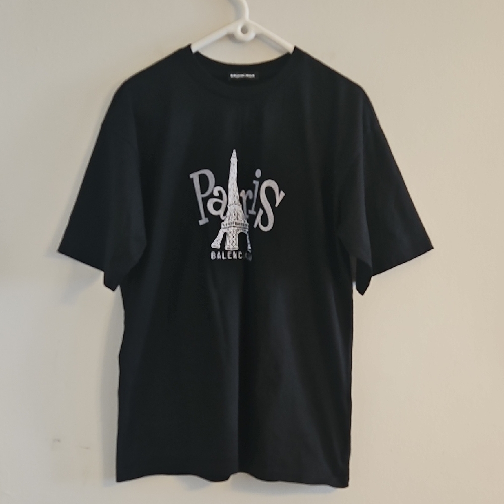 Balenciaga Black Tee with Paris Eiffel Design
